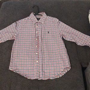 Button up polo plaid shirt